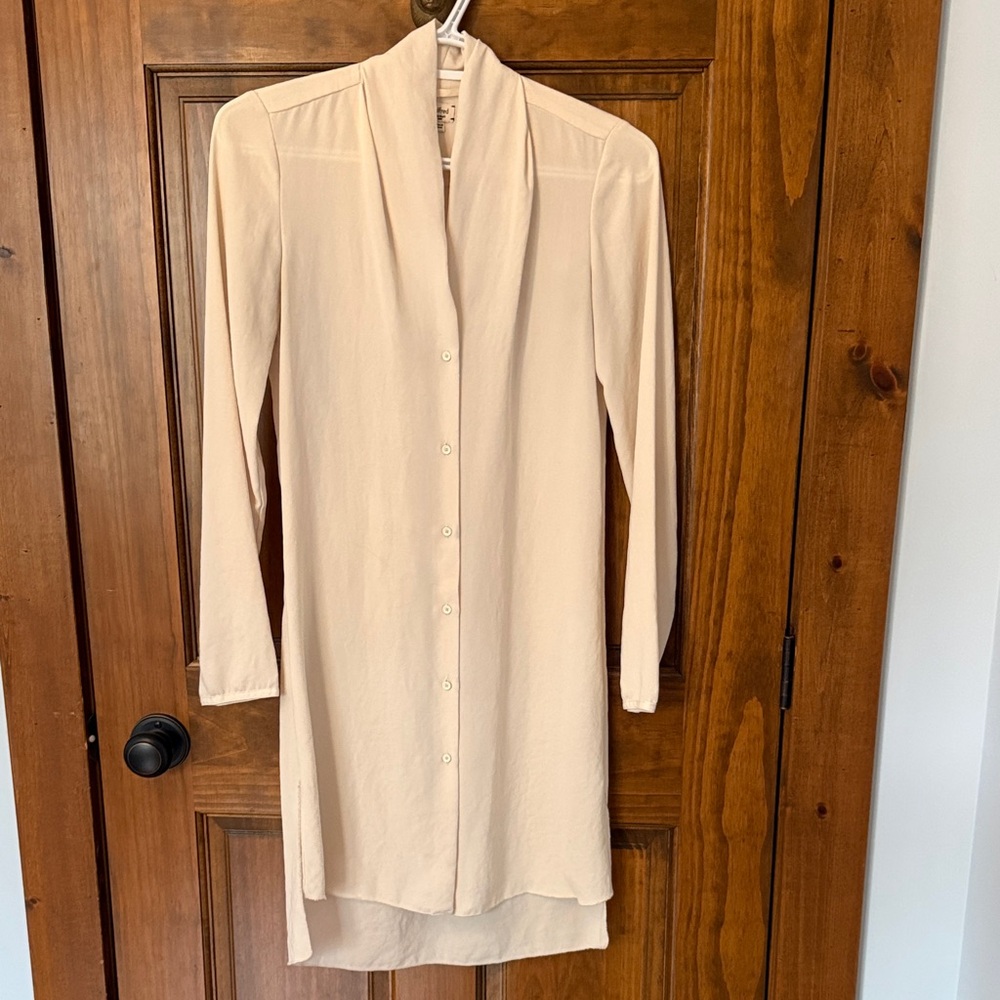 Wilfred Long-Sleeve Cream Button-Front Dress